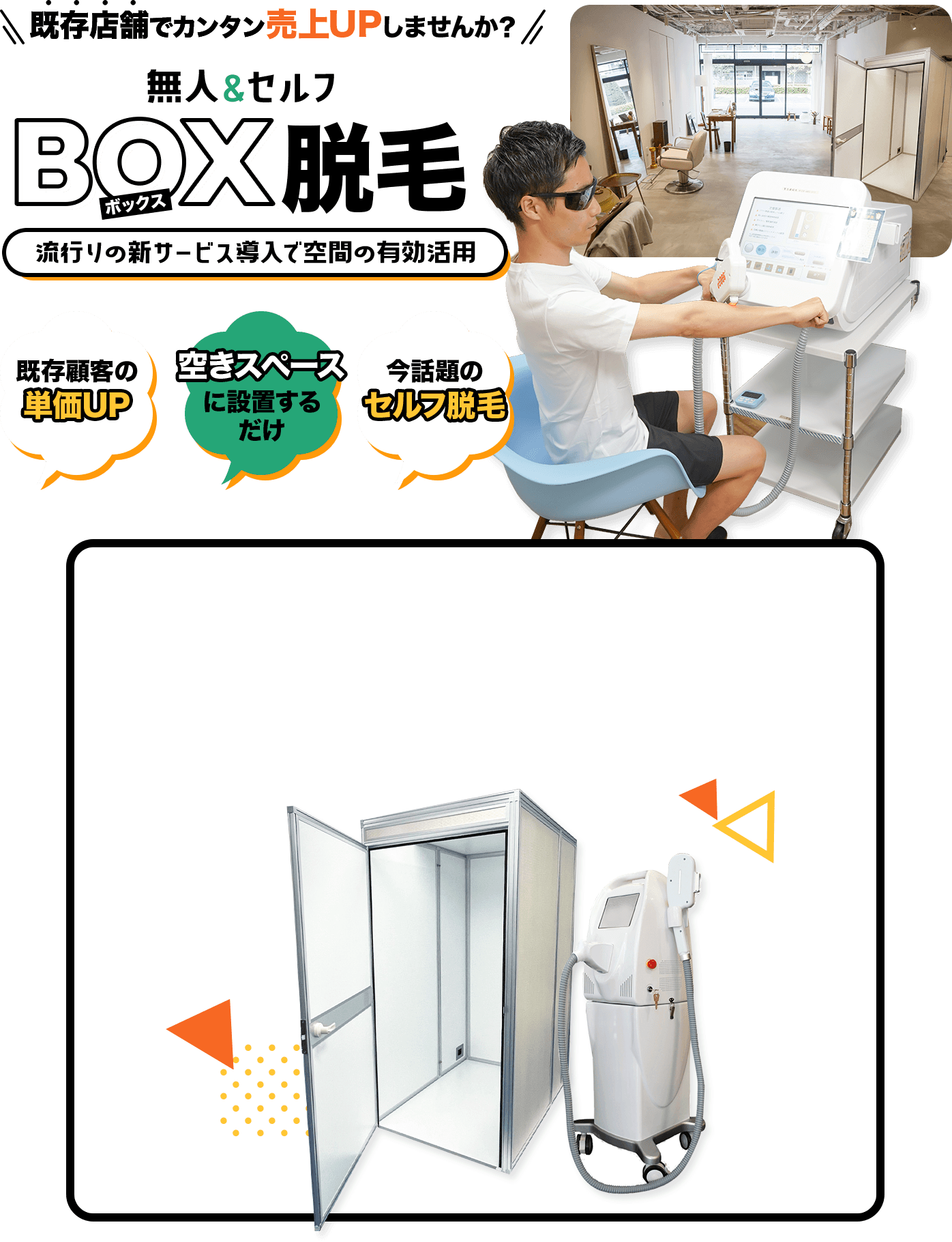 無人＆セルフ・BOX脱毛・流行りの新サービス導入で空間の有効活用